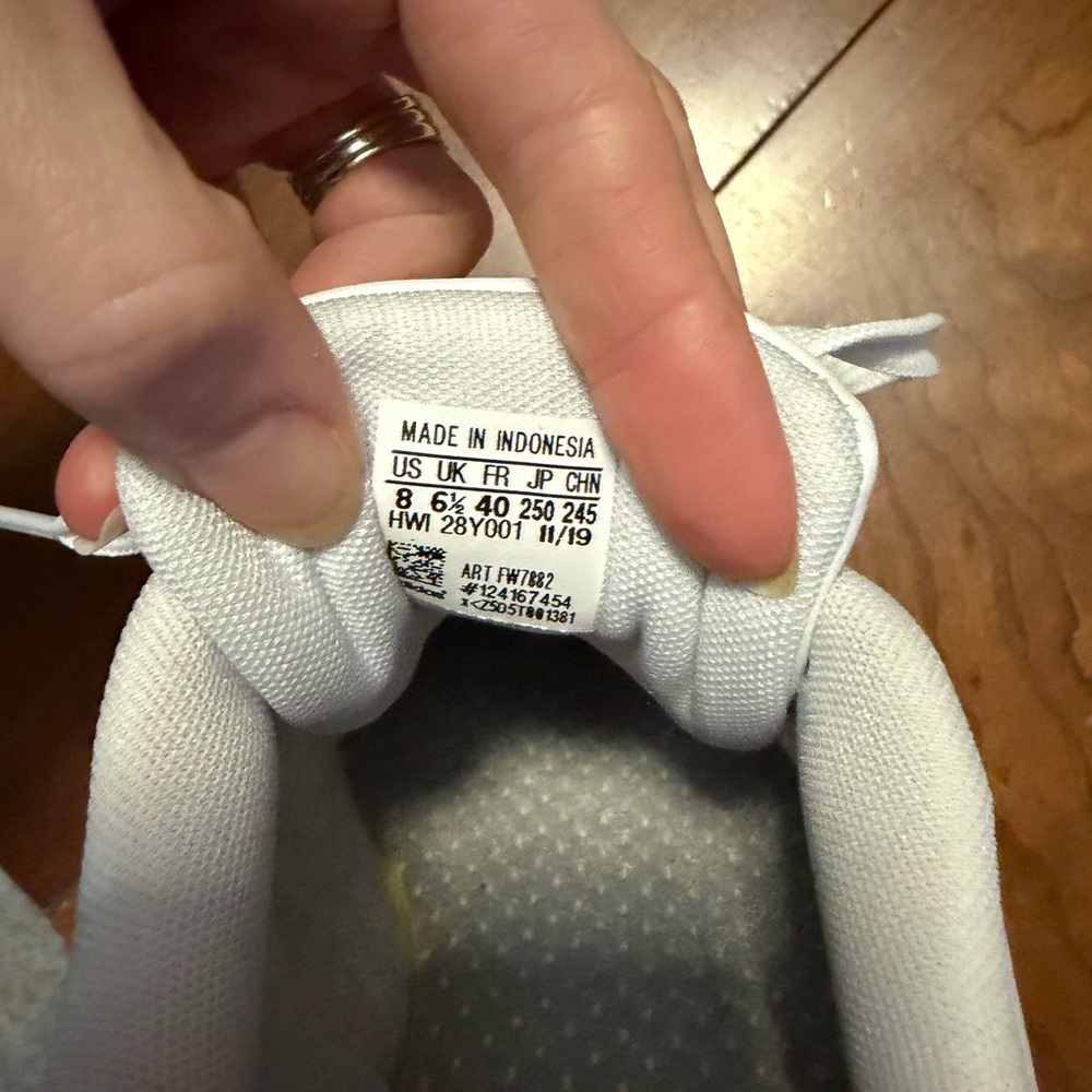 adidas Women's White Leather Sneakers - Picture 5 of 6